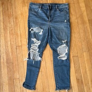 American Eagle Outfitters Women's Ripped Blue Skinny Jeans